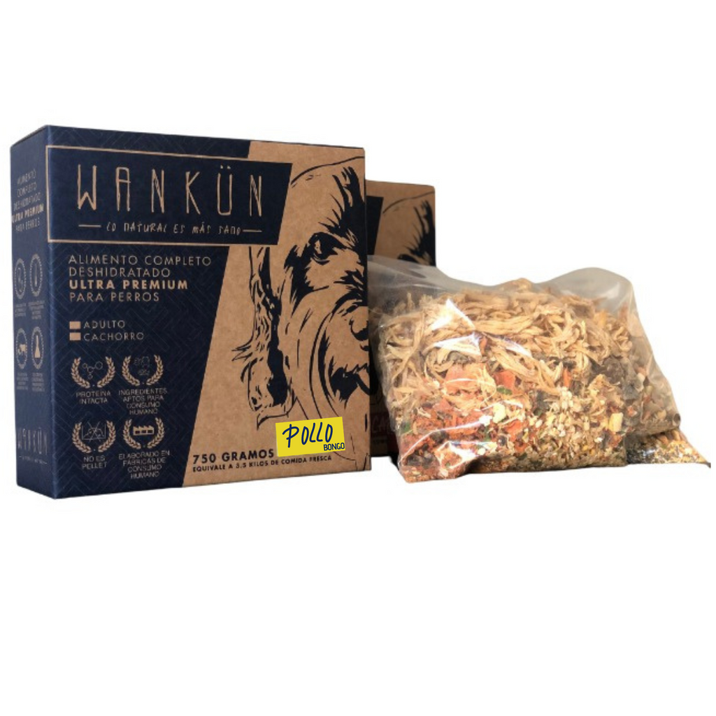 Wankün - Alimento para perros adultos - Bongo pollo sin arroz (750 grs) equivale a 3,5K de comida fresca