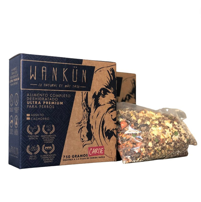 Wankün - Alimento para perros adultos -  Carne (750 grs) equivale a 3,5K de comida fresca